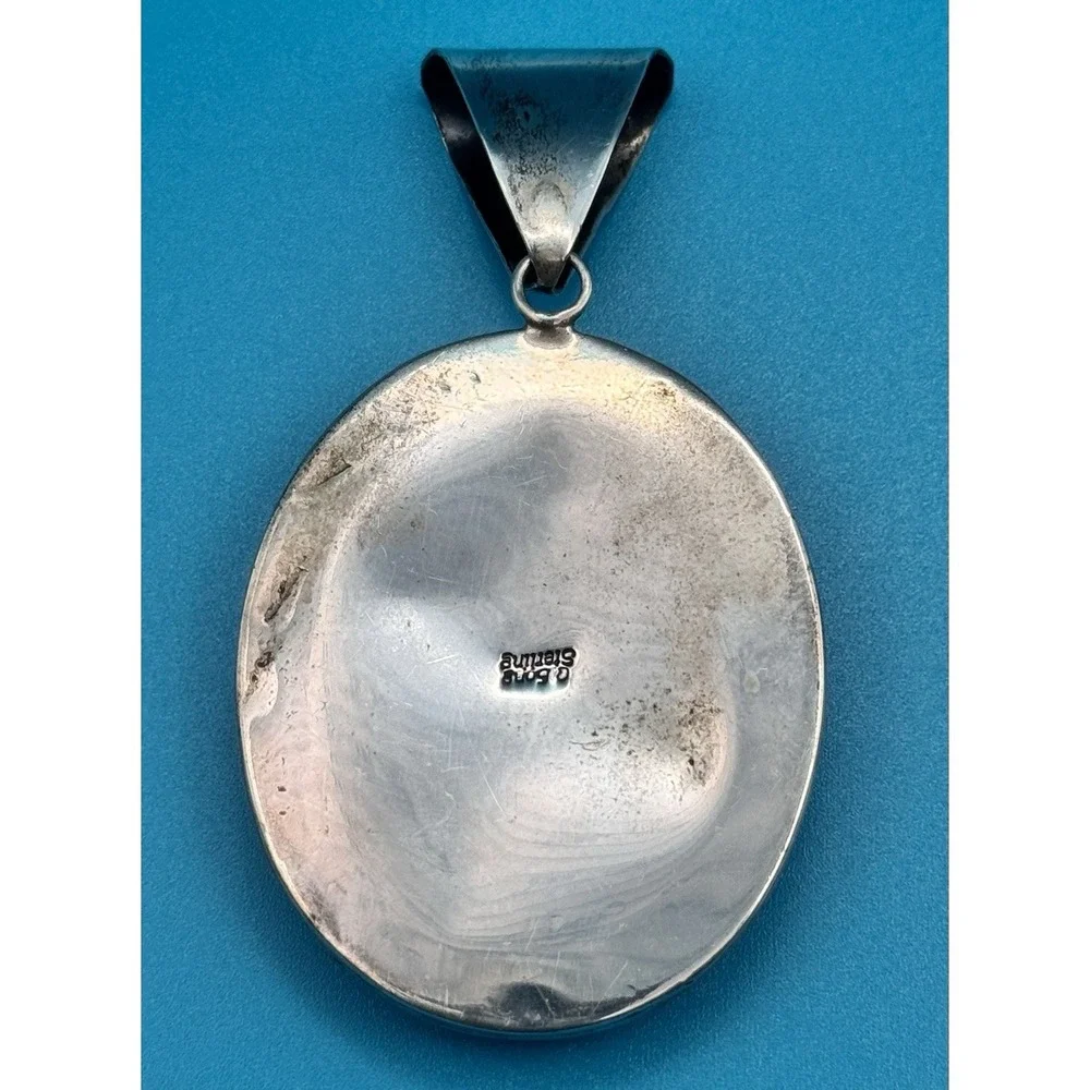 Q. Song Sterling Silver Lapis Lazuli Large Oval Statement Pendant Signed 50.5g